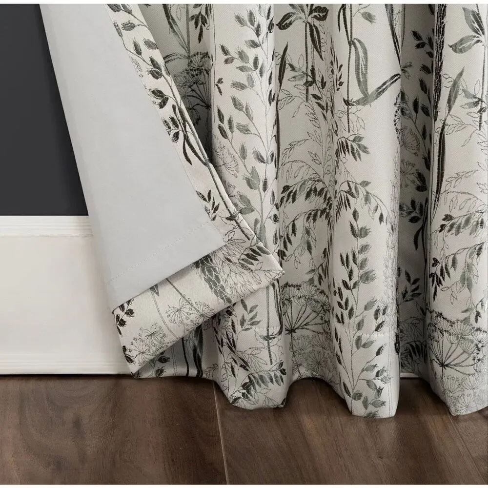 Scott Living Aubry Shimmering Floral 100% Blackout Back Tab Curtain Panel 96x51